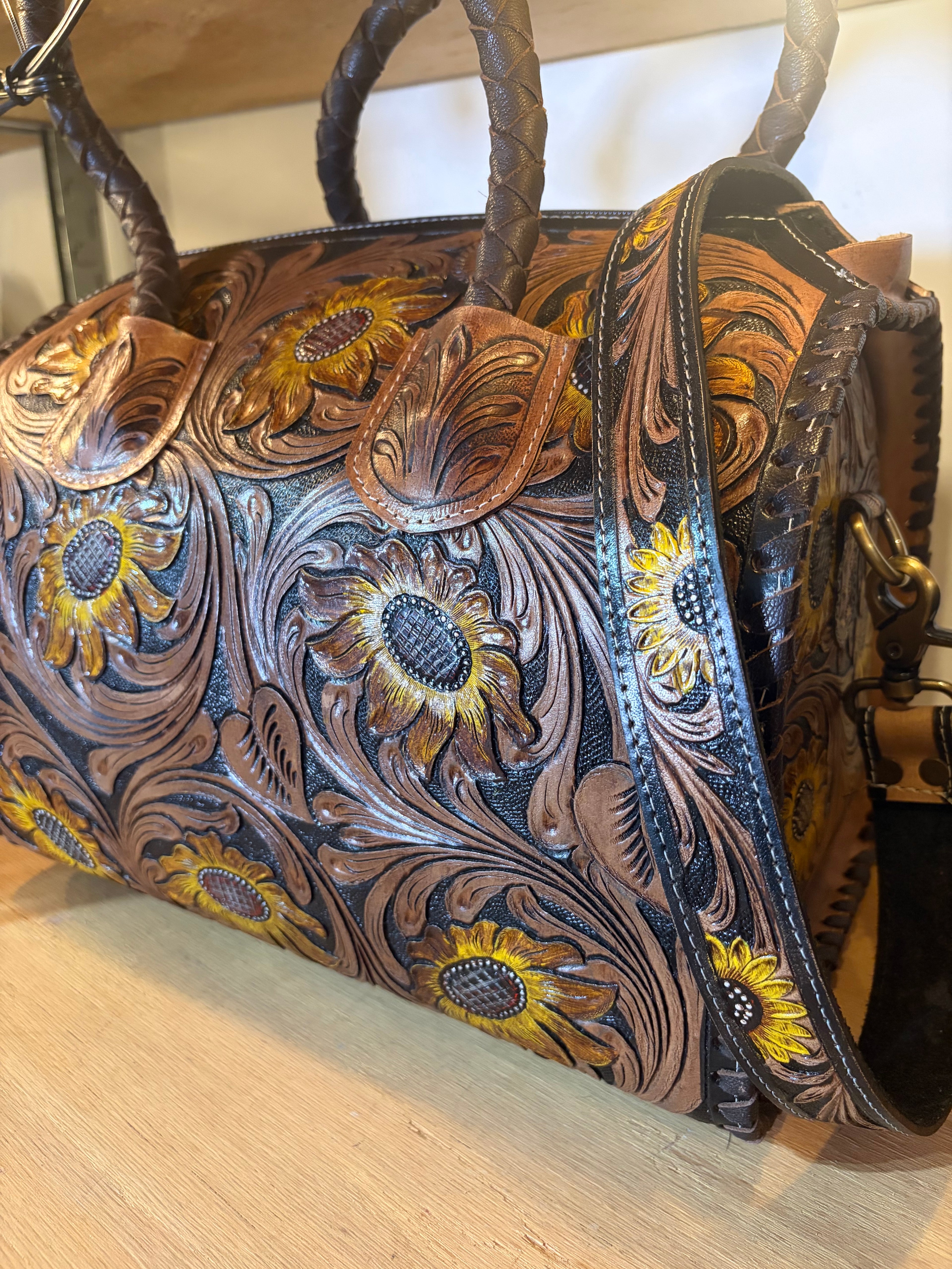 Handcrafted Leather Medium Sunflower Speedy Bag Item#039