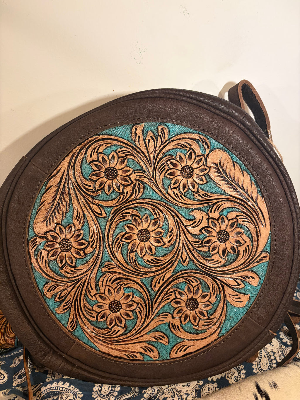 Turquoise Round Crossbody Item#016