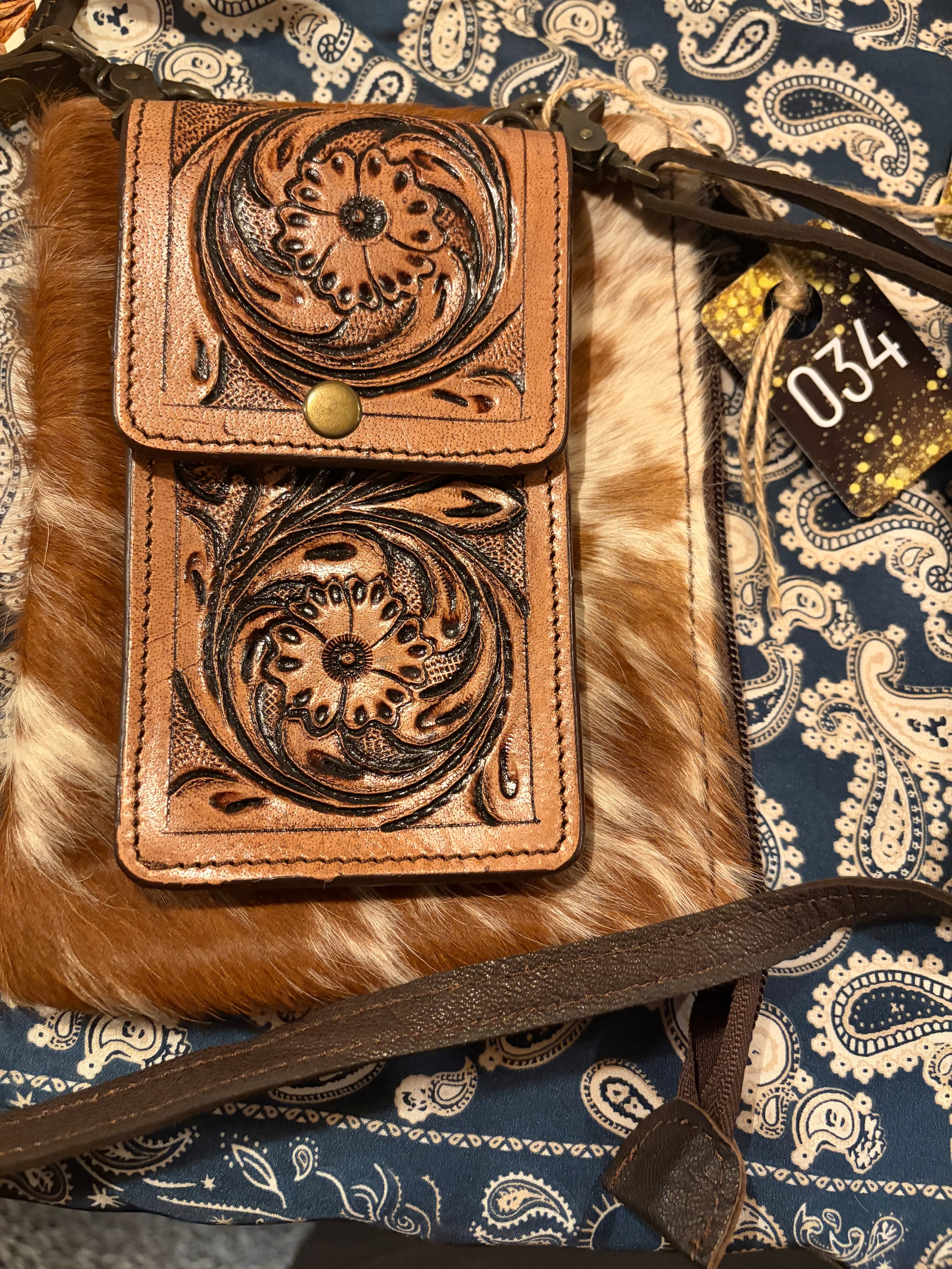 Cowhide Phone Holder Crossbody Item#034