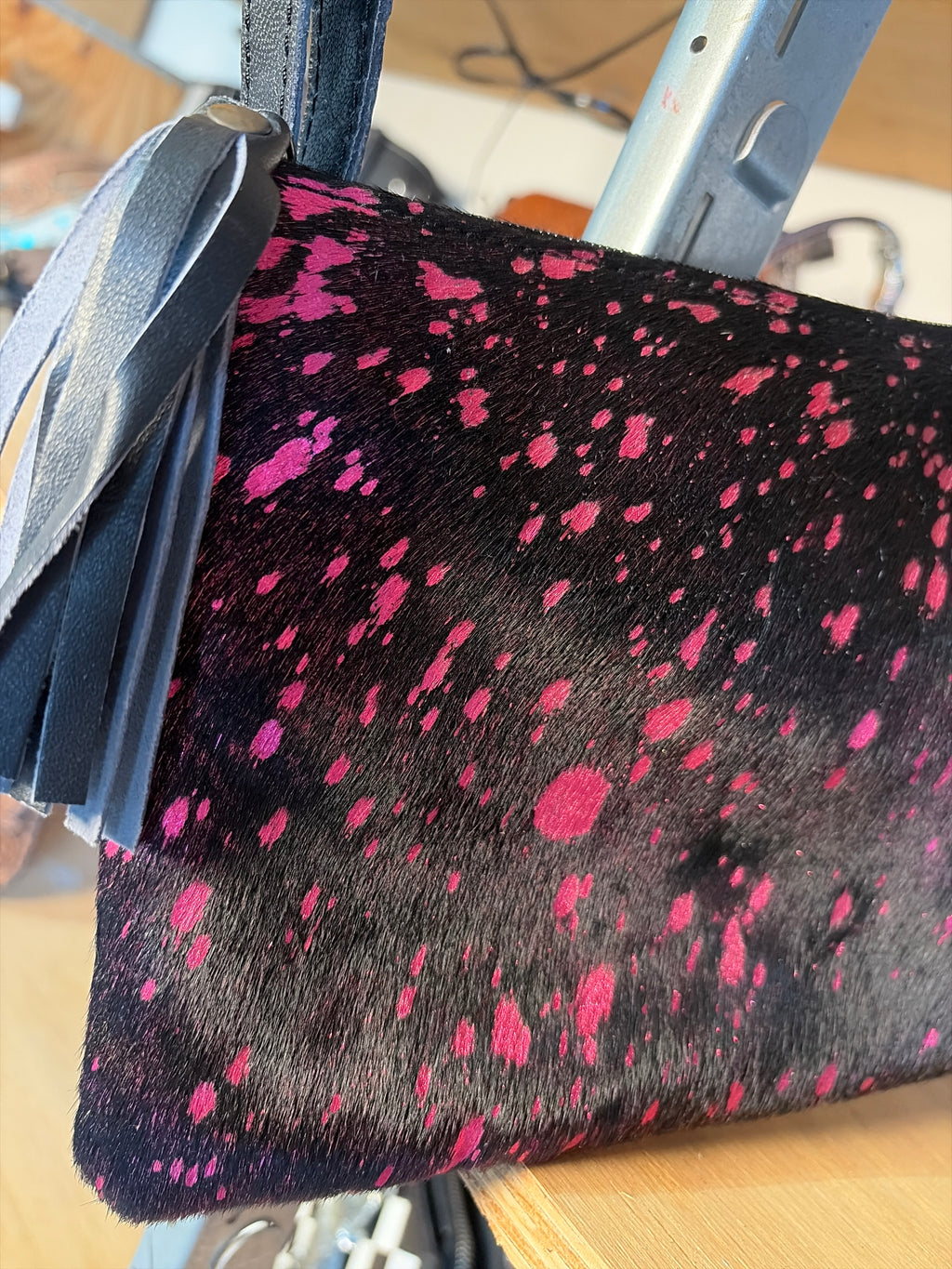 Pink and Black Cowhide small Crossbody Item#040
