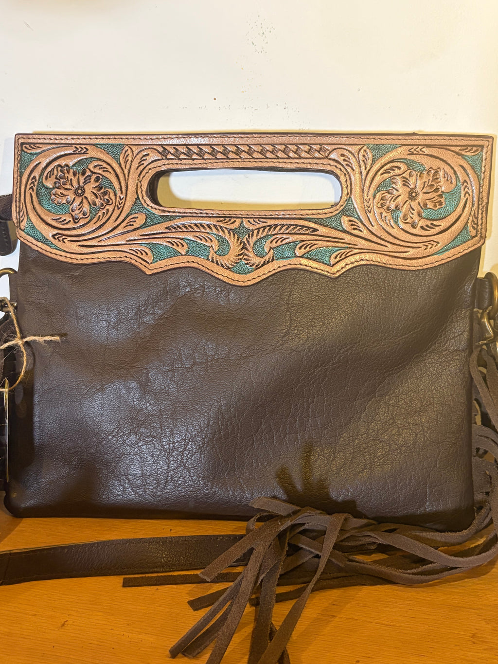 Turquoise Cowhide Medium Crossbody with Handle Item#038