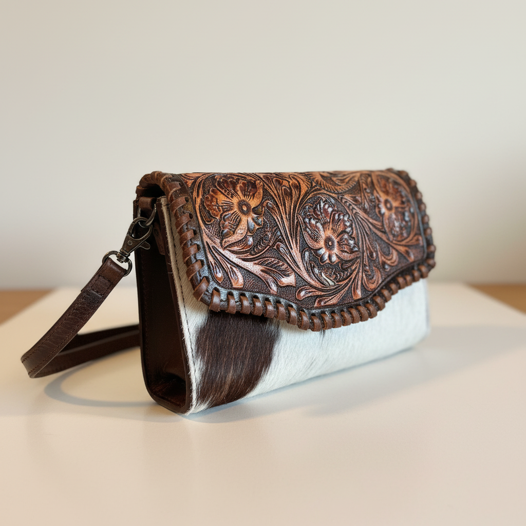 Crossbody leather texture close-up