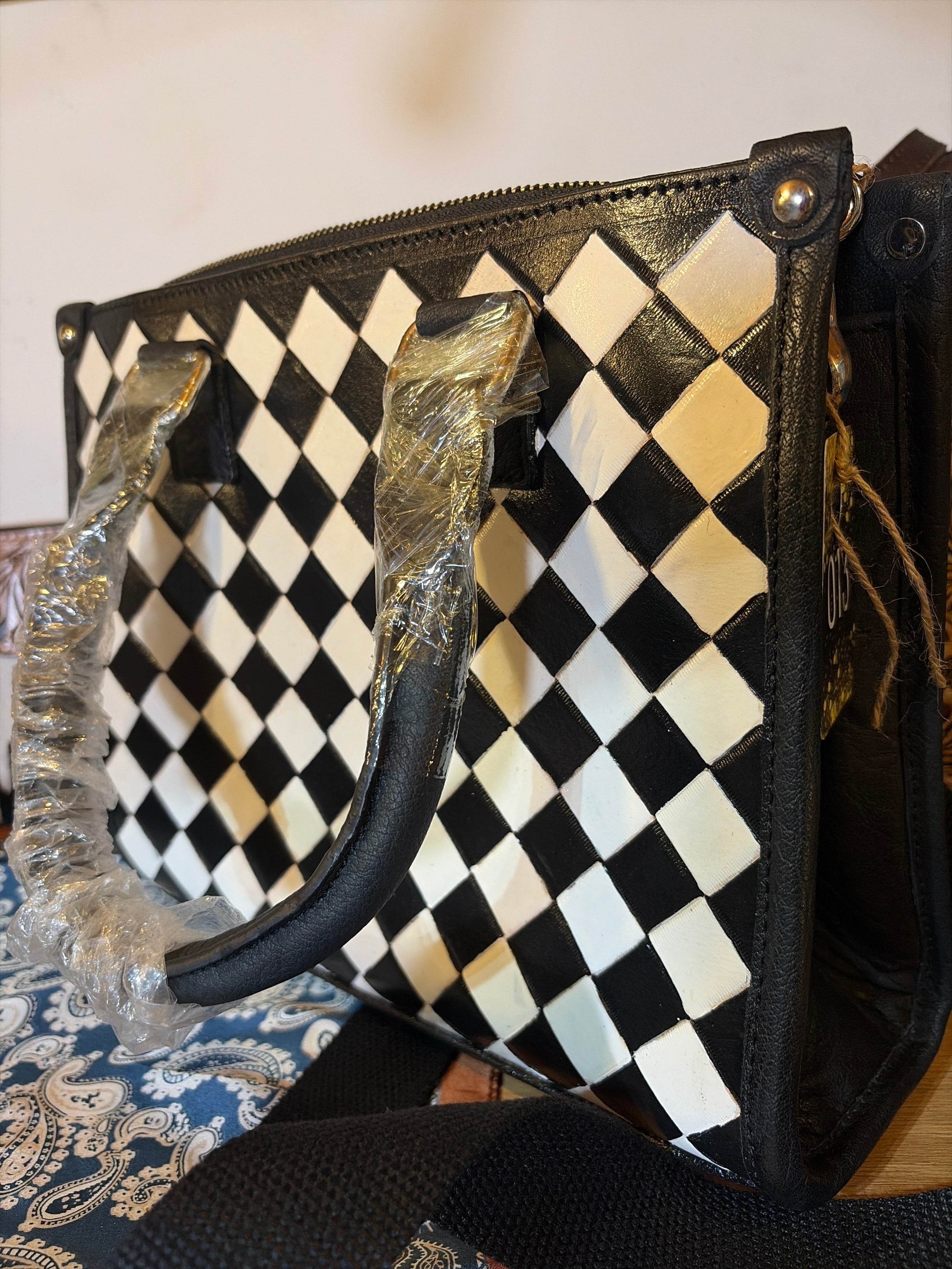 Checkered Black and White Tote Item#013