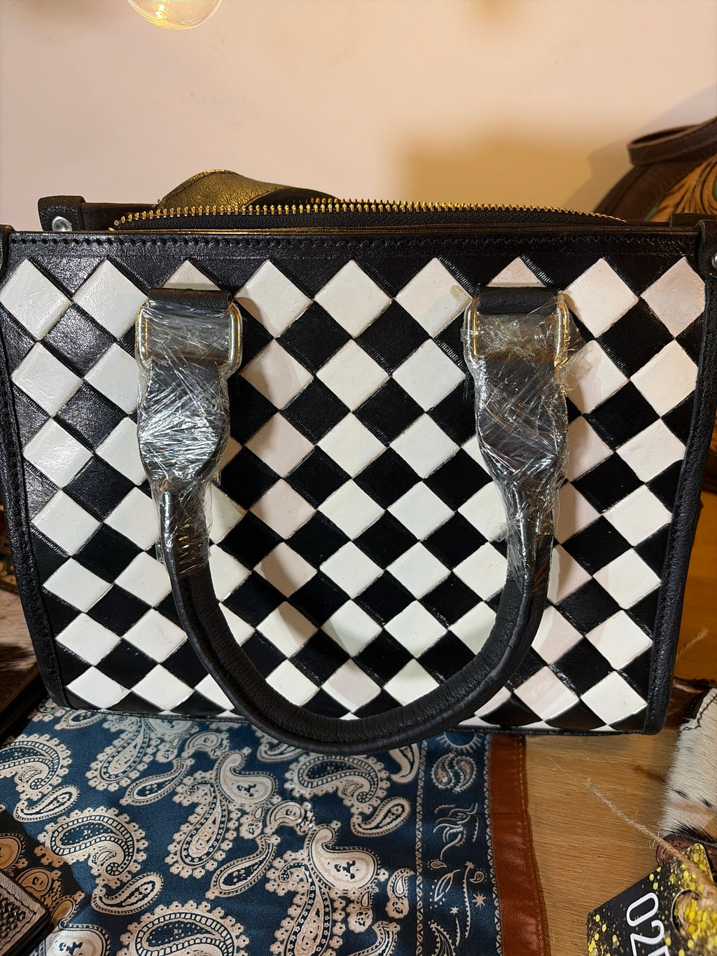 Checkered Black and White Tote Item#013