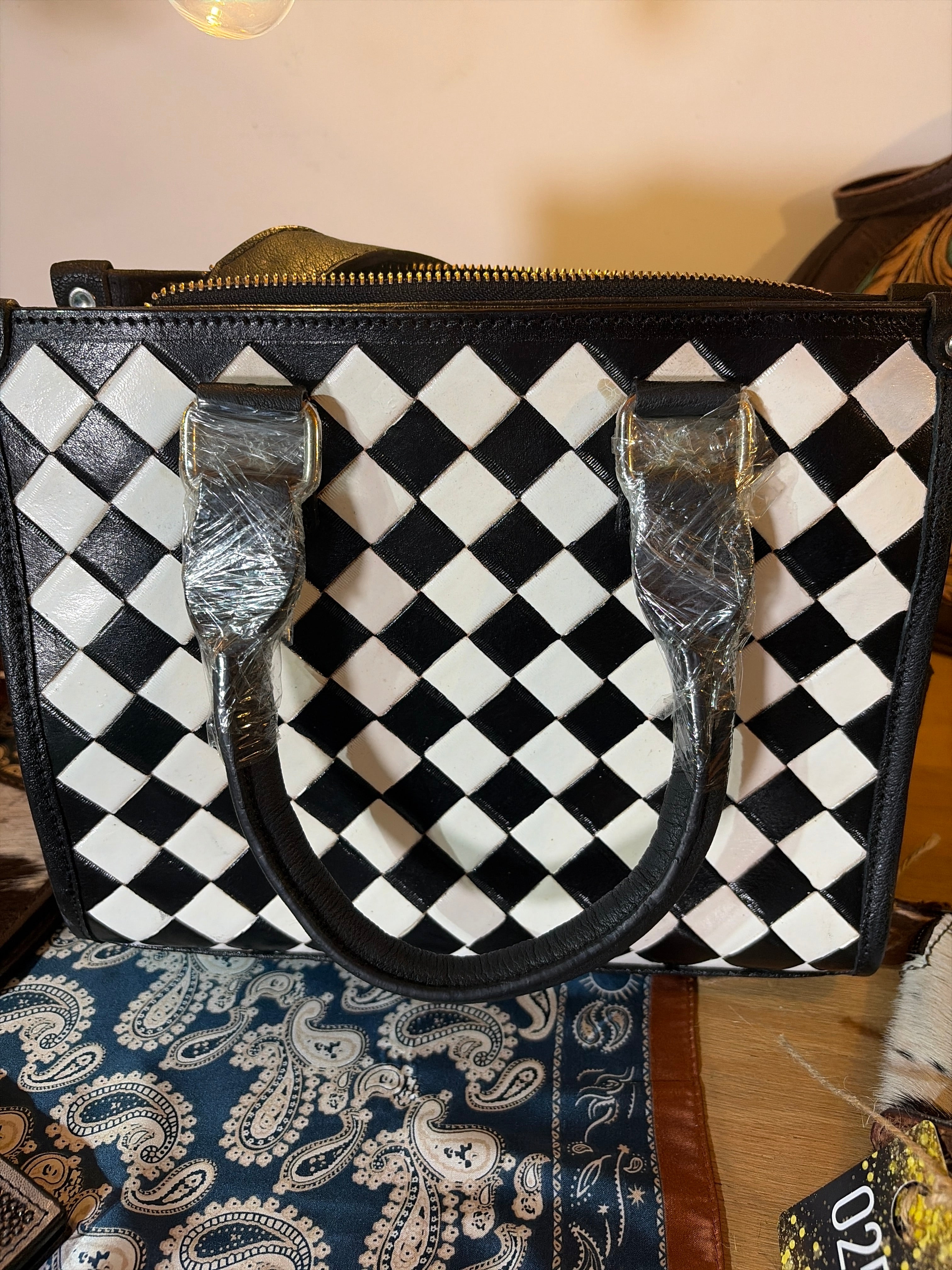 Checkered Black and White Tote Item#013