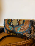 Leather Aztec design Wallet/Crossbody Item#010